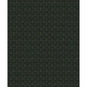 Boutique Collection Green Metallic Geometric Fan Non-pasted Paper on Non-woven Wallpaper Sample
