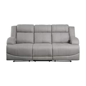 Darcel 81.5 in. W Straight Arm Microfiber Rectangle Manual Double Reclining Sofa in. Gray