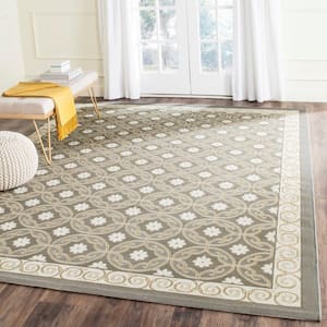 Courtyard Anthracite/Light Gray 8 ft. x 11 ft. Border Indoor/Outdoor Patio  Area Rug