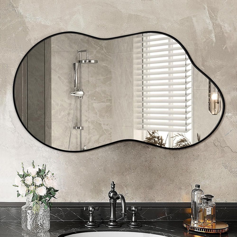 36 in. W x 20 in. H Irregular Black Aluminum Alloy Framed Wall Mirror Asymmetrical Wall Mirror price history on PriceWatchPro