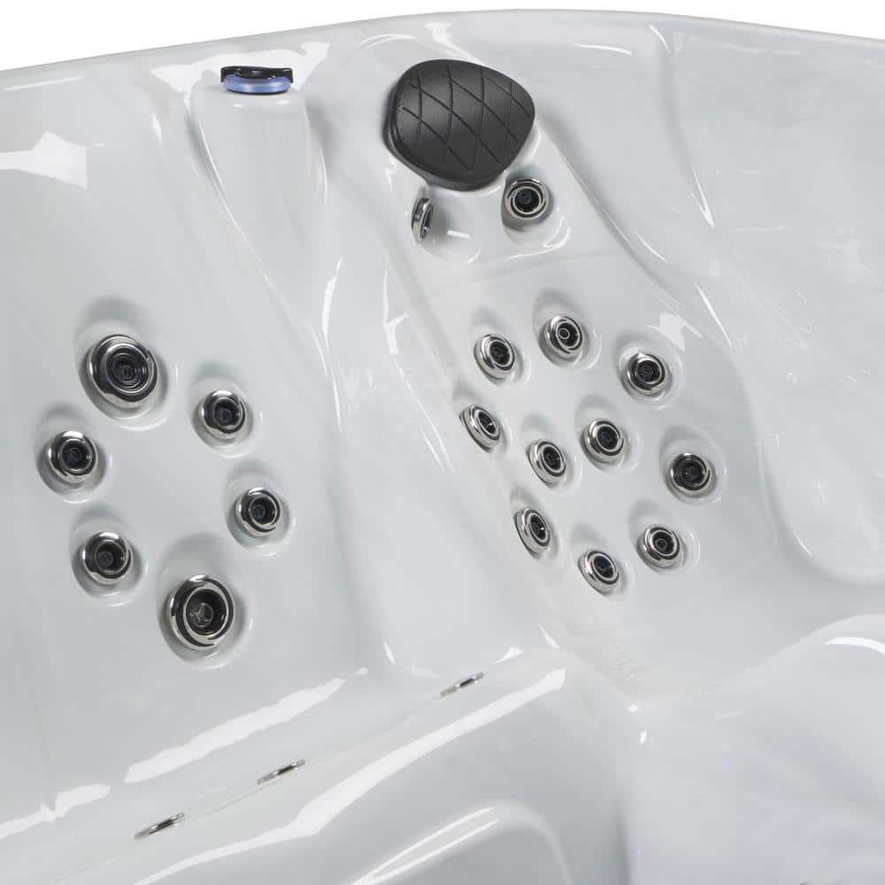 Amplified 6-Person Square Grey and White Hot Tub with 100 Jets
