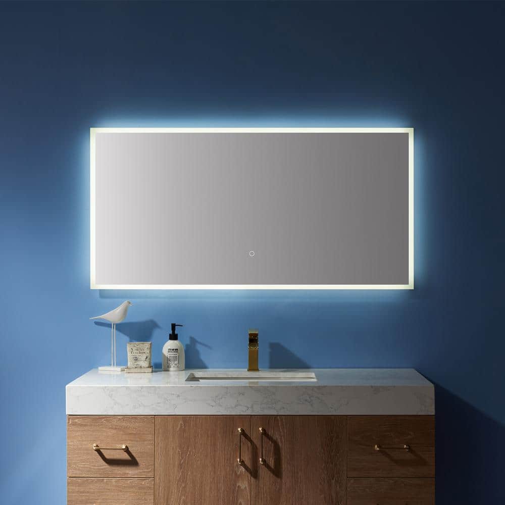 48" Frameless Rectangular LED Bathroom Vanity Mirror