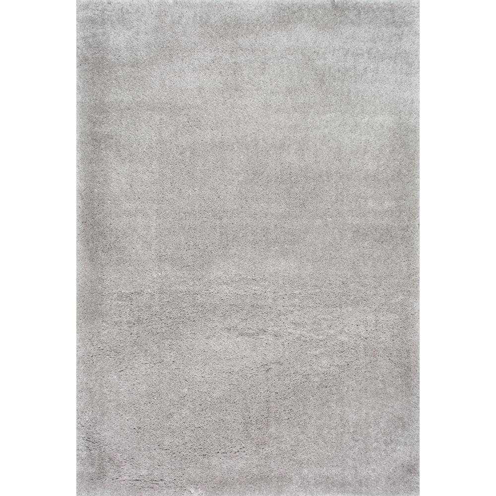 Silver Rectangular Synthetic Shag Rug, 3' 3" x 5'