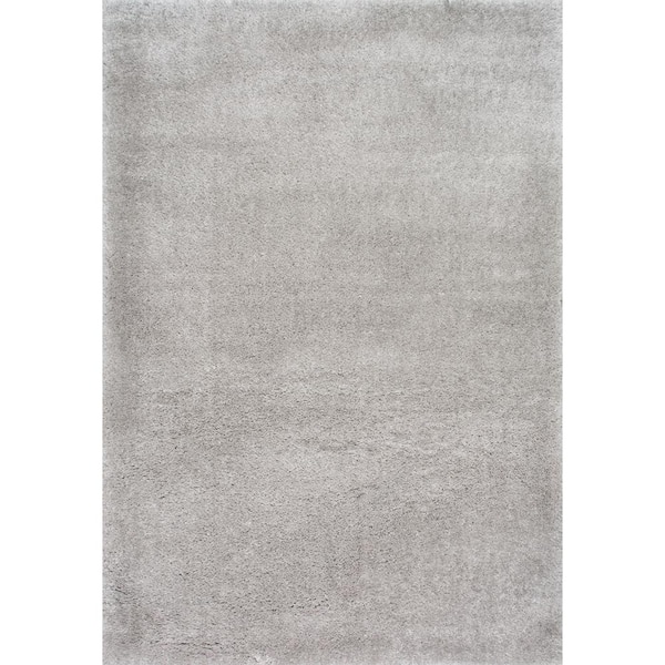 nuLOOM Gynel Solid Shag Silver 3 ft. x 5 ft. Area Rug