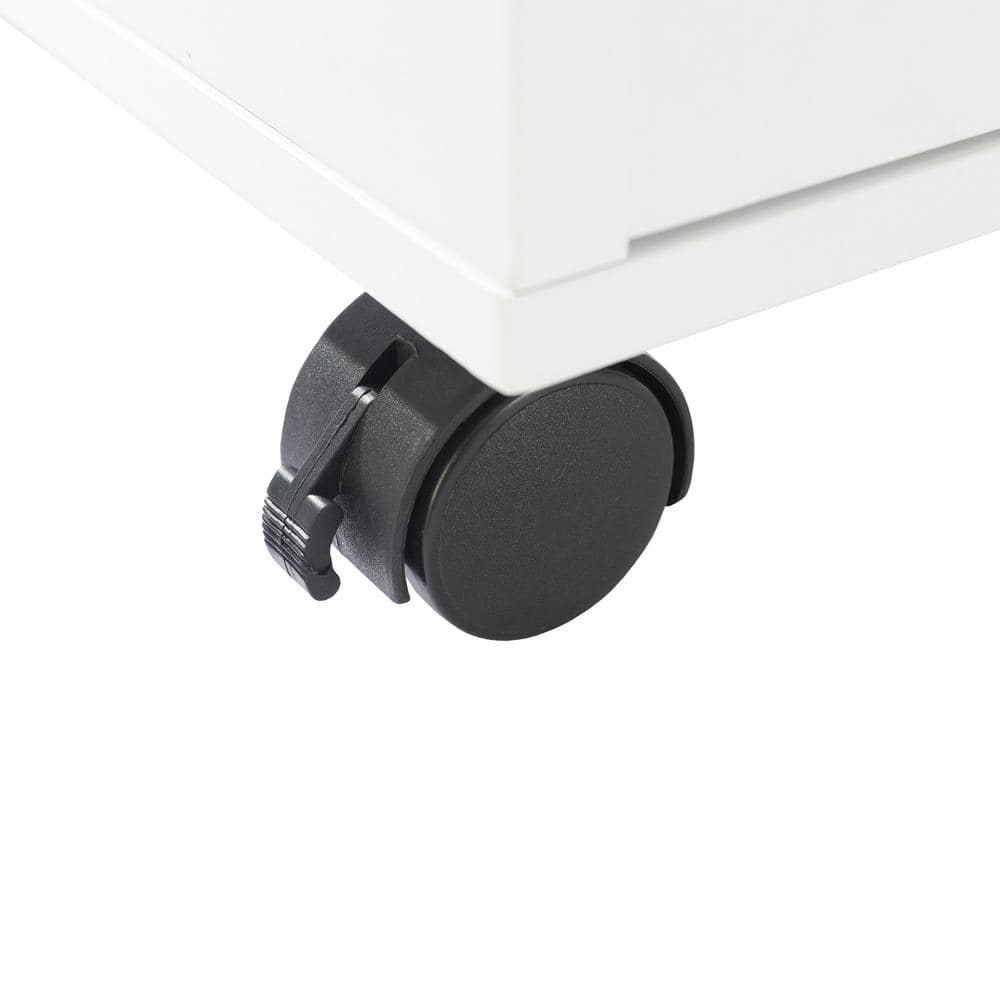 White Mobile 2-Drawer Lockable File Cabinet with Wheels