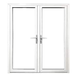 Teza French Door 61.5 in. x 80 in. Gloss White Aluminum French Door Full Lite Right Hand Inswing