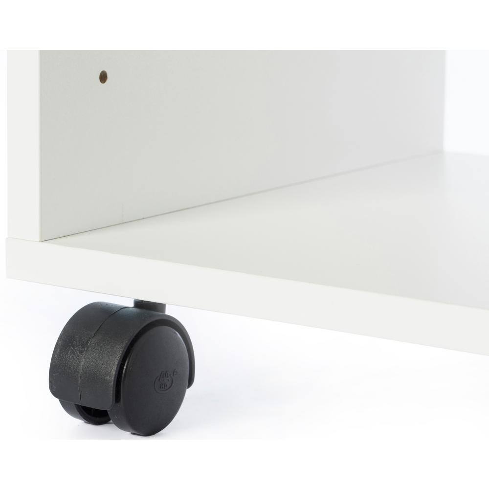 White Wooden Office Storage Printer Stand with Wheels