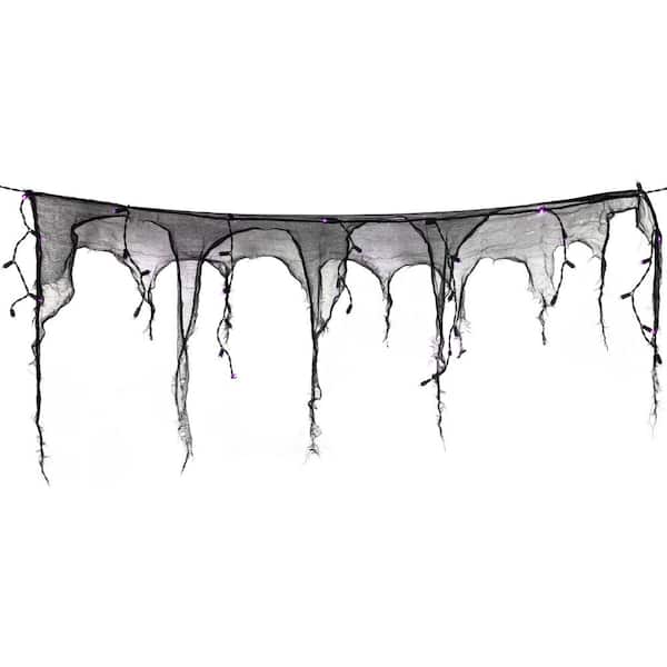 6 ft. x 2 ft. Pre-Lit Purple LED Gauze Drape Halloween String Lights