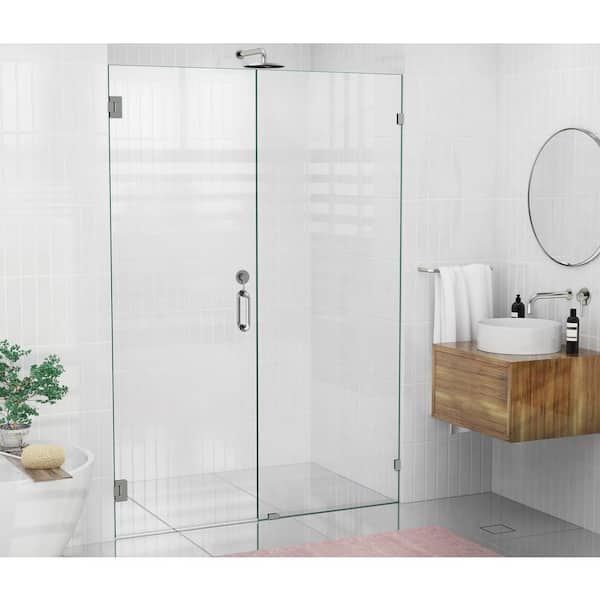 Glass Warehouse Illume 54 In W X 78 H Wall Hinged Frameless Shower Door Brushed Nickel Finish With Clear Gw Wh Bn Wall Hinged Frameless Shower Door, Tc Mirror Shower Door