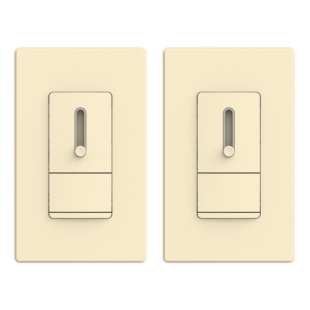 Light Almond Matte Double Pole Slide Dimmer with Wall Plate