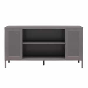 Sunset District Graphite Gray, Metal TV Stand fits TVs up to 50" with Perforated Metal Mesh Accents