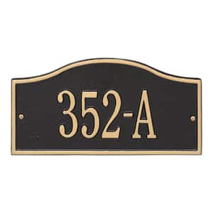 Rolling Hills Rectangular Black/Gold Mini Wall 1-Line Address Plaque