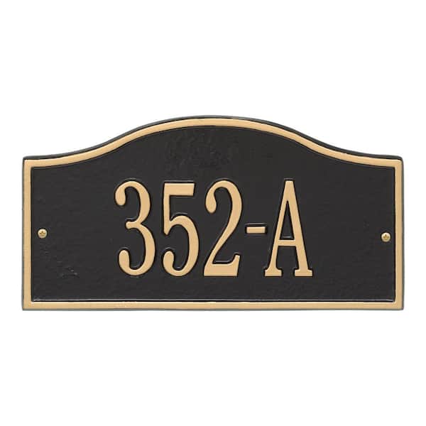 Whitehall Products Rolling Hills Rectangular Black/Gold Mini Wall 1-Line Address Plaque