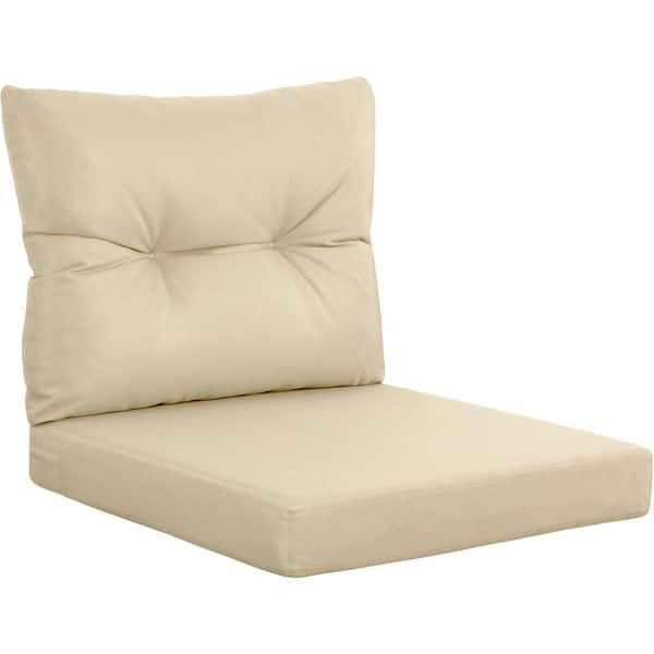 Mximu 24 in. x 24 in. Olefin Beige Outdoor Double Waterproof and UV-Resistant Tech Deep Seat Cushion Set