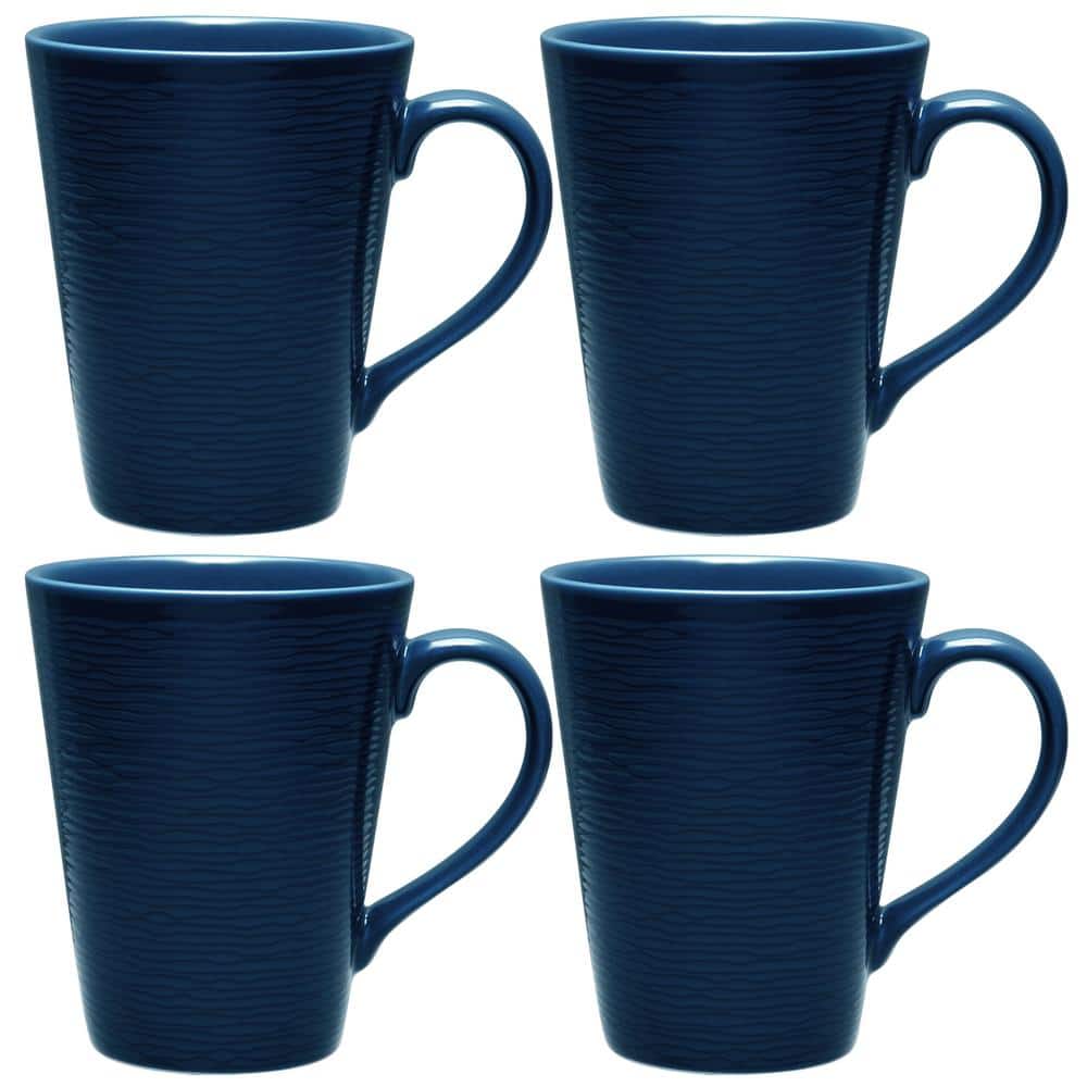Navy Ceramic Textured Accent Mug Set, 12 Oz