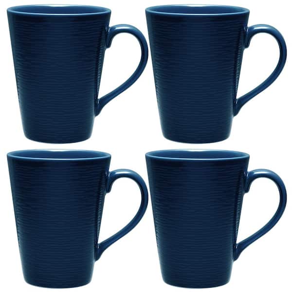 Noritake Colorscapes Navy-on-Navy Swirl 12 fl. oz. (Blue) Porcelain Mugs, (Set of 4)