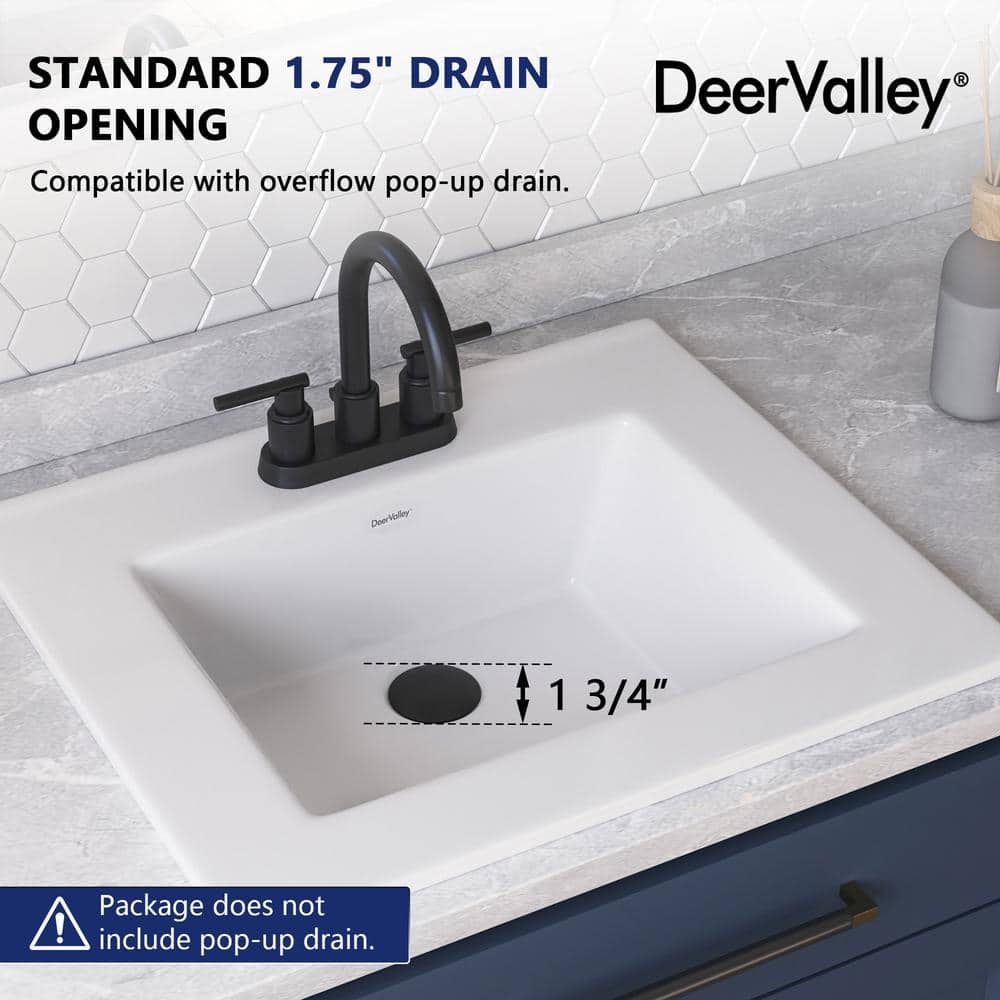 21'' x 18'' White Rectangular Ceramic Drop-In Bathroom Sink with Overflow