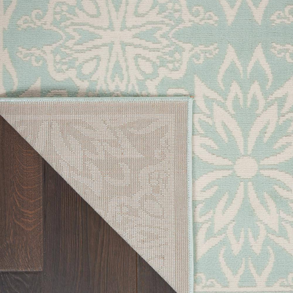 Elegant Ivory/Green Floral Synthetic 5'3" x 7'3" Easy-Care Rug