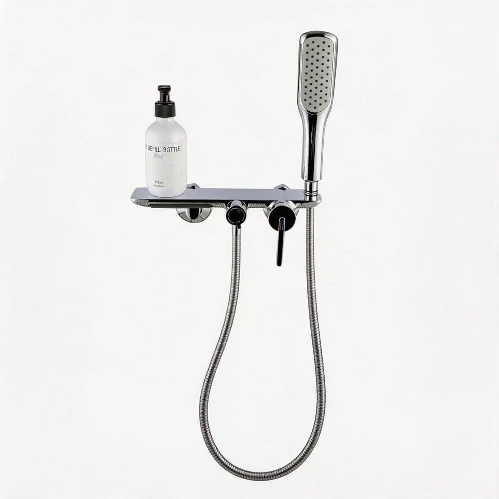 3-Handle Wall-Mount Tub Faucet with Round Hand Shower in Chrome price history on PriceWatchPro