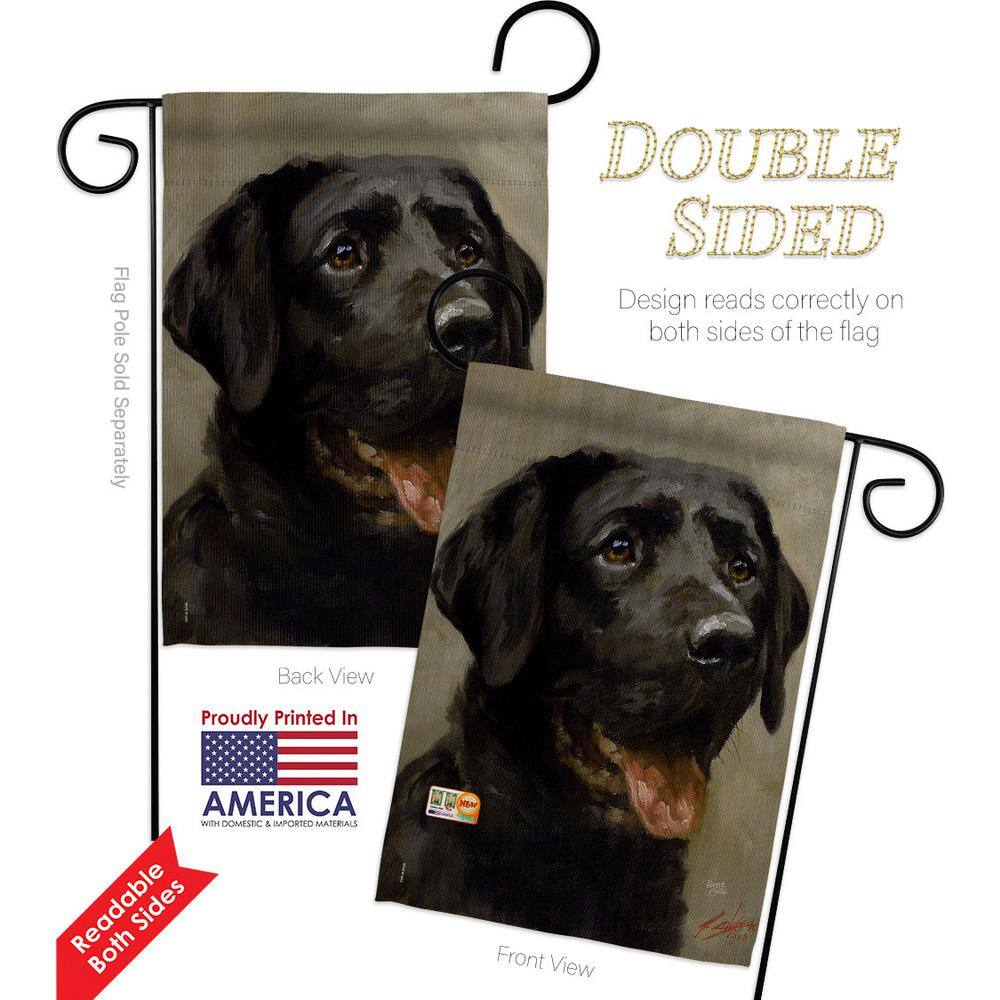 Black Lab Dog Polyester Garden Flag with Sleeve, 13 x 18.5 inches