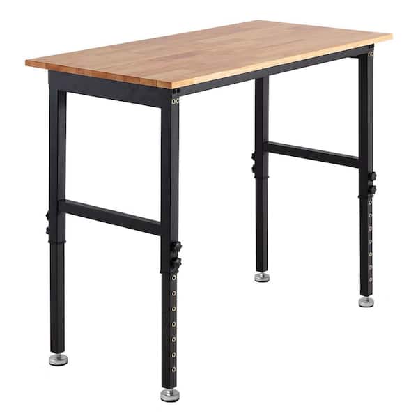 Adjustable Workbench with 26.3-40.2 in. Height Adjustment, 1500 lbs. Capacity, 48 in. x 24 in. Oak Wood Top, 2025 Update