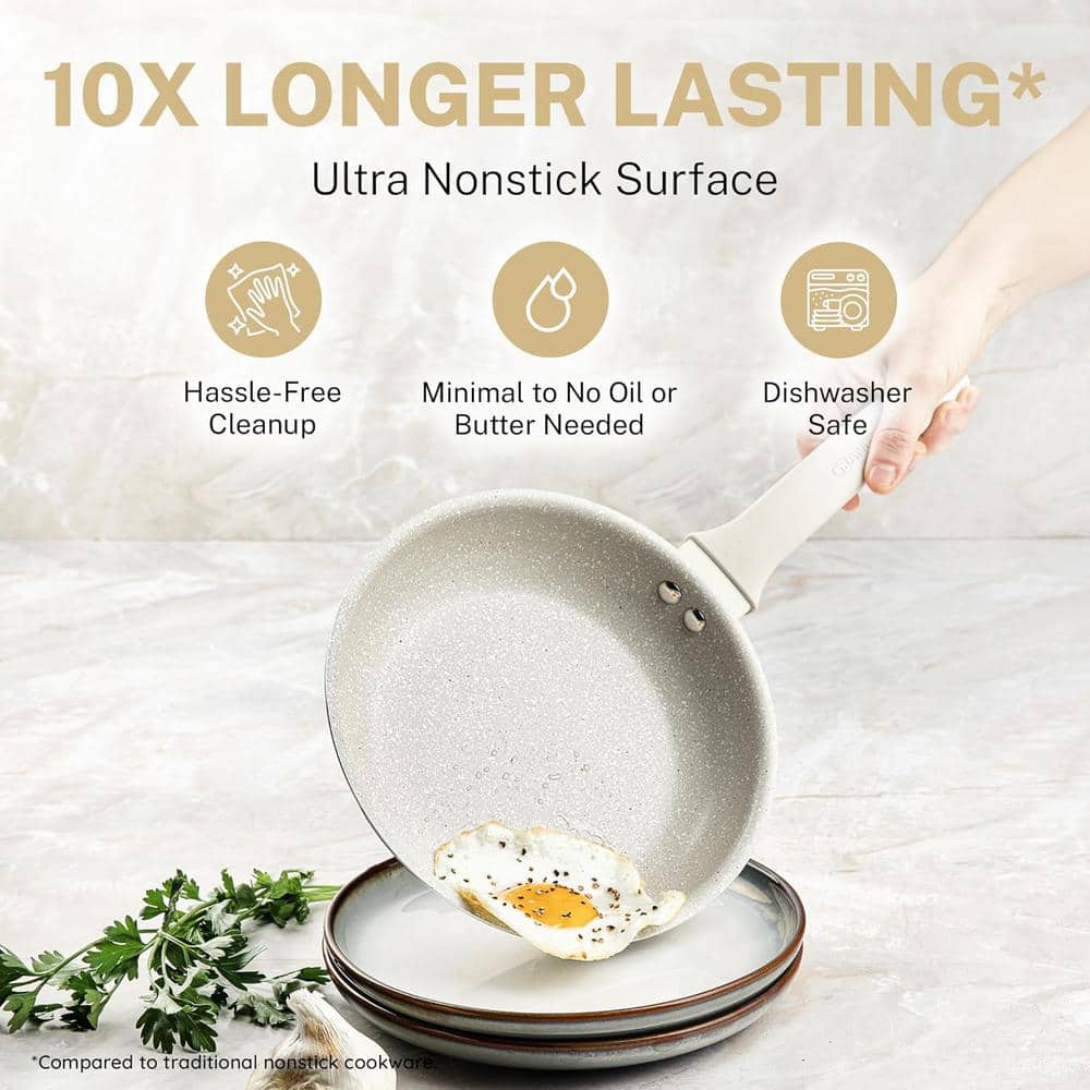 Beige 14'' Aluminum Nonstick Frying Pan with Lid