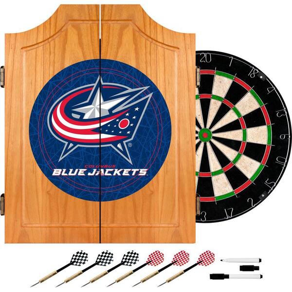 Trademark NHL Columbus Blue Jackets Wood Finish Dart Cabinet Set