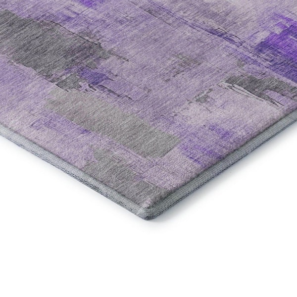 Mayfield Premium Machine Washable Abstract AMF1967 Lavender 2 ft. x 7 ft. Runner Rug