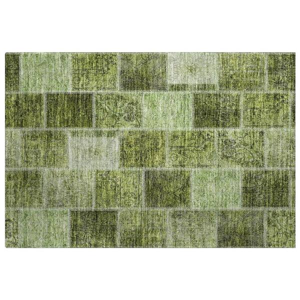 Dream Shag Premium Machine Washable Abstract ADS772 Olive 2 ft. x 3 ft. Accent Rug