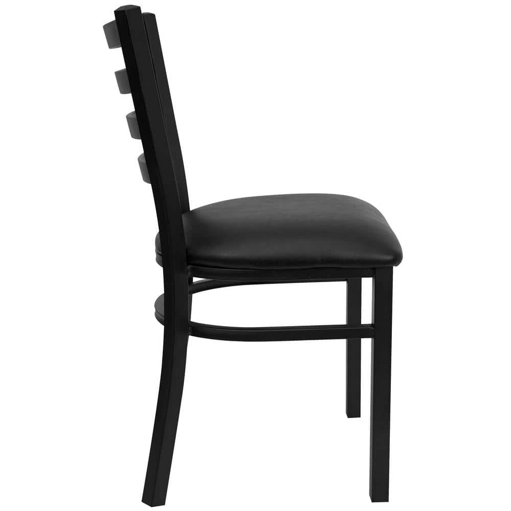 Elegant Ladderback 32'' Dining Chair with Black Vinyl Seat