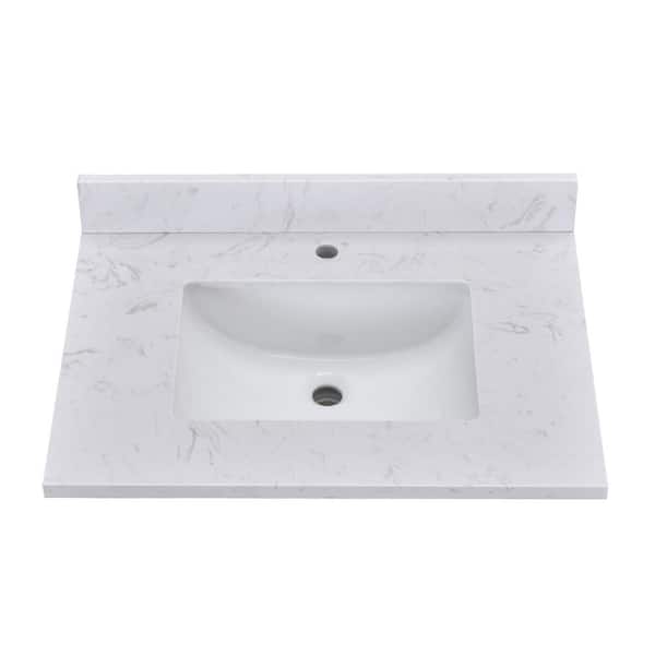 YASINU 36 in. W x 21 in. D Engineered Stone Composite White