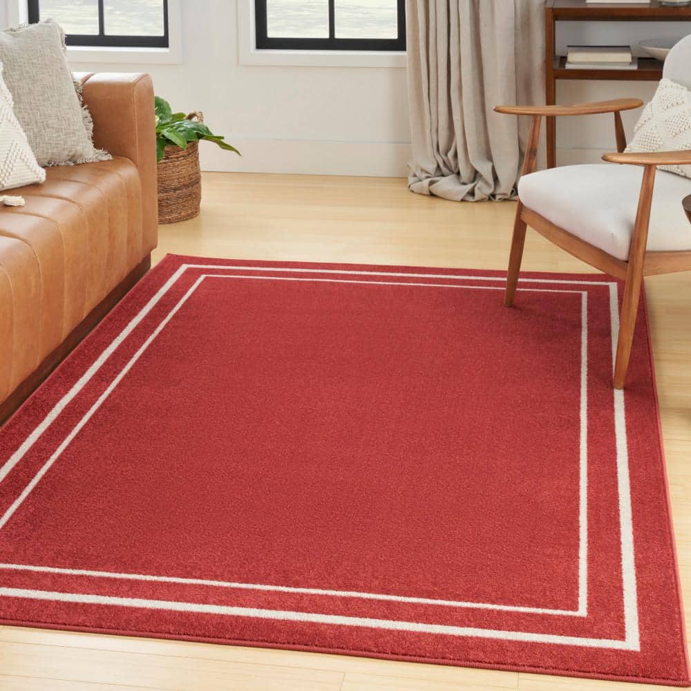 Brick and Ivory Reversible Synthetic Indoor/Outdoor Area Rug 5' x 7'