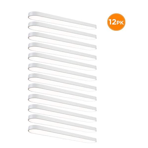 12-Pack 4 ft. x 8 in. LED Flush Mount Ceiling Light Selectable CCT 2700K-5000K, Dimmable Low Profile, 3500LM 52W, White