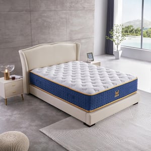 XIZZI King Medium Hybrid 14 in Mattress with Bamboo Fabric Pillow Top, Memory Foam and Pocketed Coils, Blue