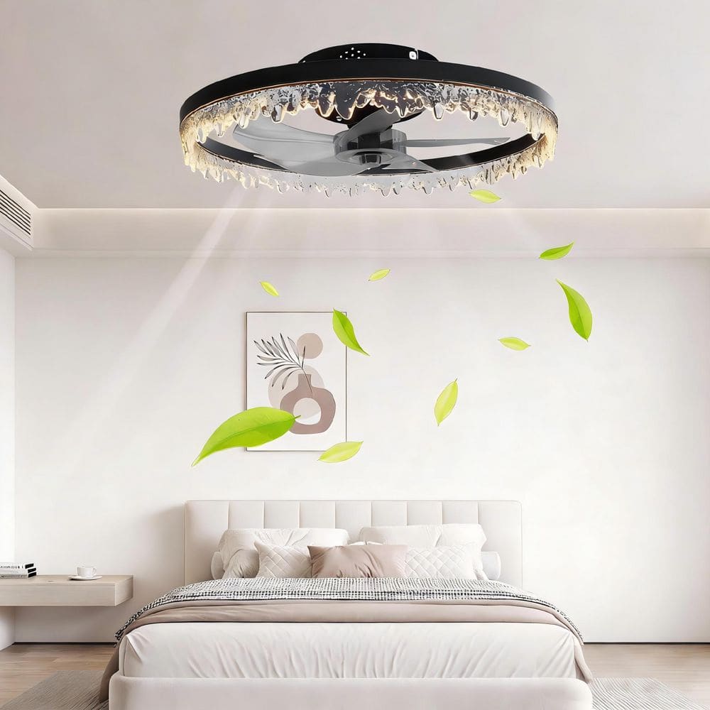 20 in. Black Standard ABS Flush Mount Smart Modern Quiet Ceiling Fan, Dimmable Integrated LED with Remote Included price history on PriceWatchPro