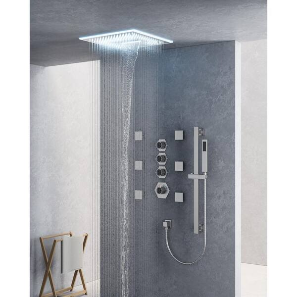 CRANACH 17Spray 16 in. LED and Music Ceiling Mount Dual Shower Head
