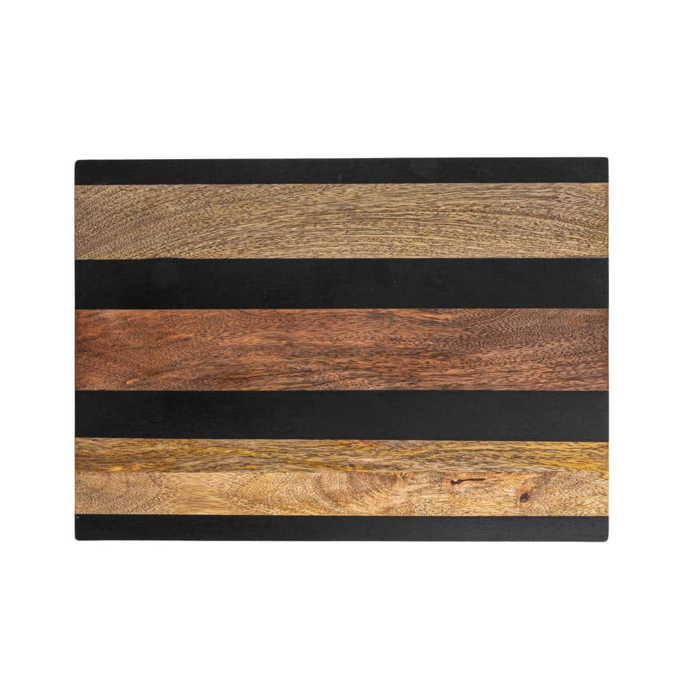 Natural and Black Mango Wood Rectangular Cheese and Cutting Board