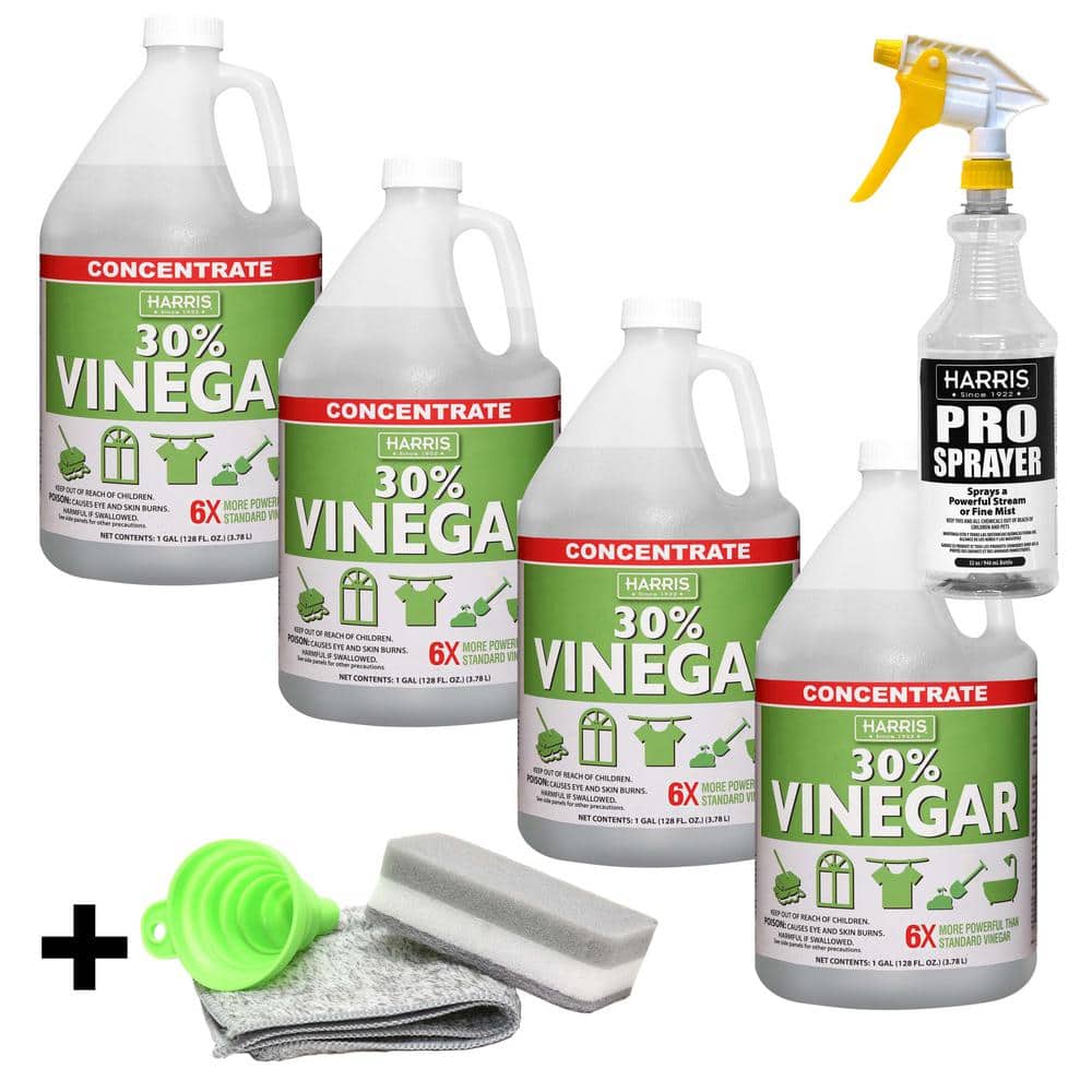 Harris 128 oz. 30 Cleaning Vinegar Concentrate (4Pack) and 32 oz