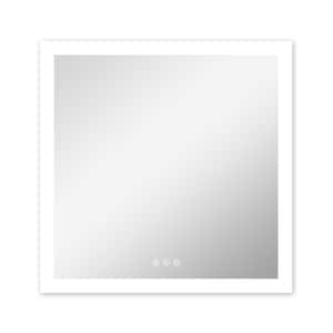36 in. W x 36 in. H LED Light Square Frameless Silver Mirror Wall Mount 3 switch Mirror for Bedroom