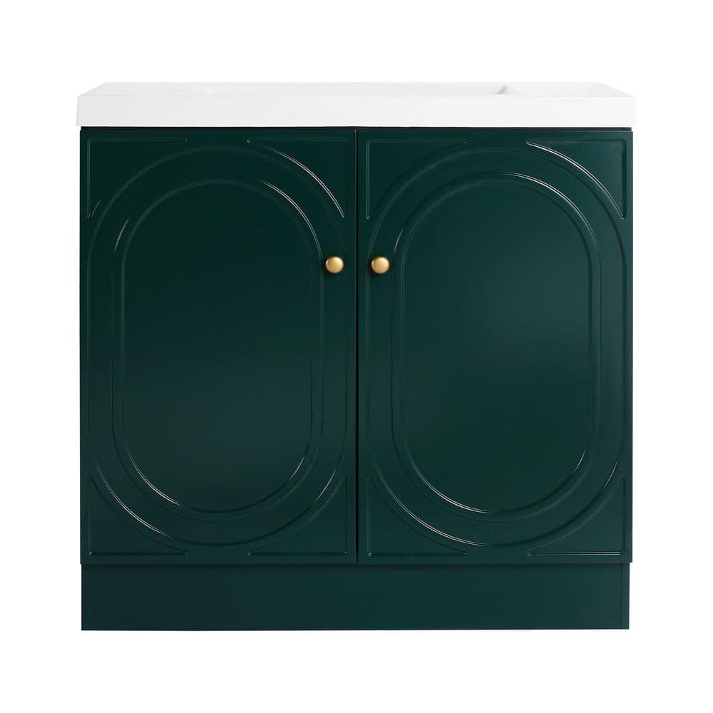 36 in. Single Sink Freestanding Vanity Green Bath Vanity with White Resin Sink Top price history on PriceWatchPro