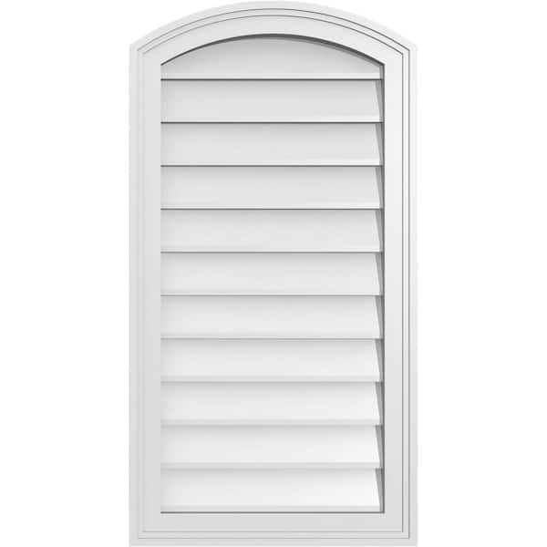 Ekena Millwork 18" x 34" Arch Top Surface Mount PVC Gable Vent: Functional with Brickmould Frame