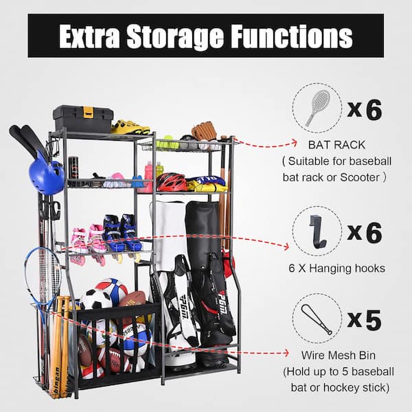 265 lbs. Weight Capacity Sports Organizers Rack for Garage Storage