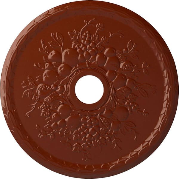 Ekena Millwork 5/8 in. x 22-5/8 in. x 22-5/8 in. Polyurethane Grape Ceiling Medallion, Firebrick