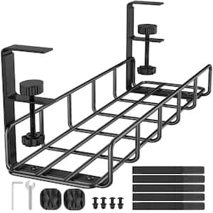 1.30 ft. No Drill Steel Desk Cable Tray with Wire Organizer and Desk Cord Organizer