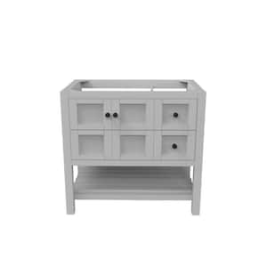 Alicia 35 in. W x 21.75 in. D x 32.75 in. H Bath Vanity Cabinet without Top in Matte Gray with Black Knobs