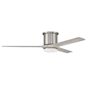 Burke 60 in. Indoor Brushed Polished Nickel Finish Ceiling Fan with Smart Wi-Fi Enabled Remote and Integrated LED Light