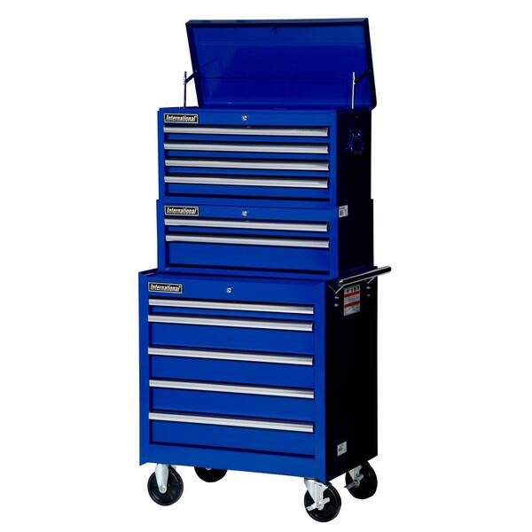 International Tech Series 27 in. 11-Drawer Tool Chest and Cabinet Combo in Blue
