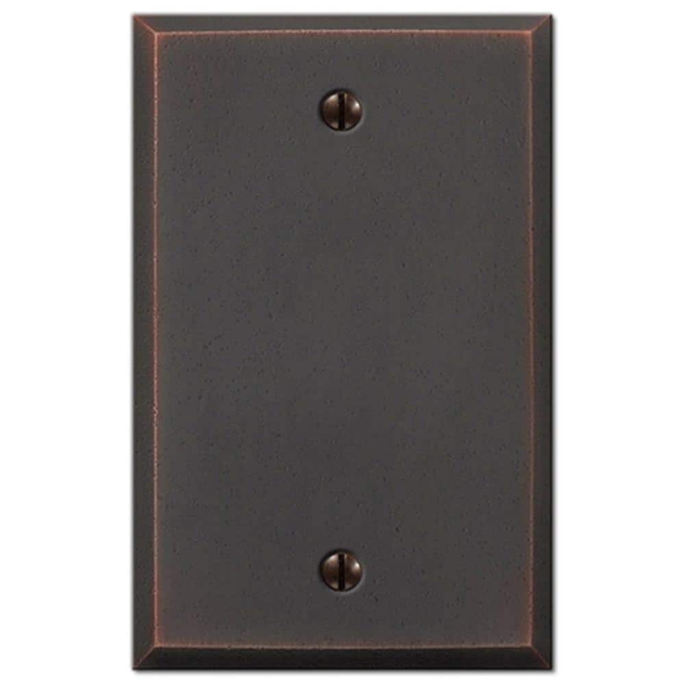 Aged Bronze Rectangular Metal 1-Gang Blank Wall Plate