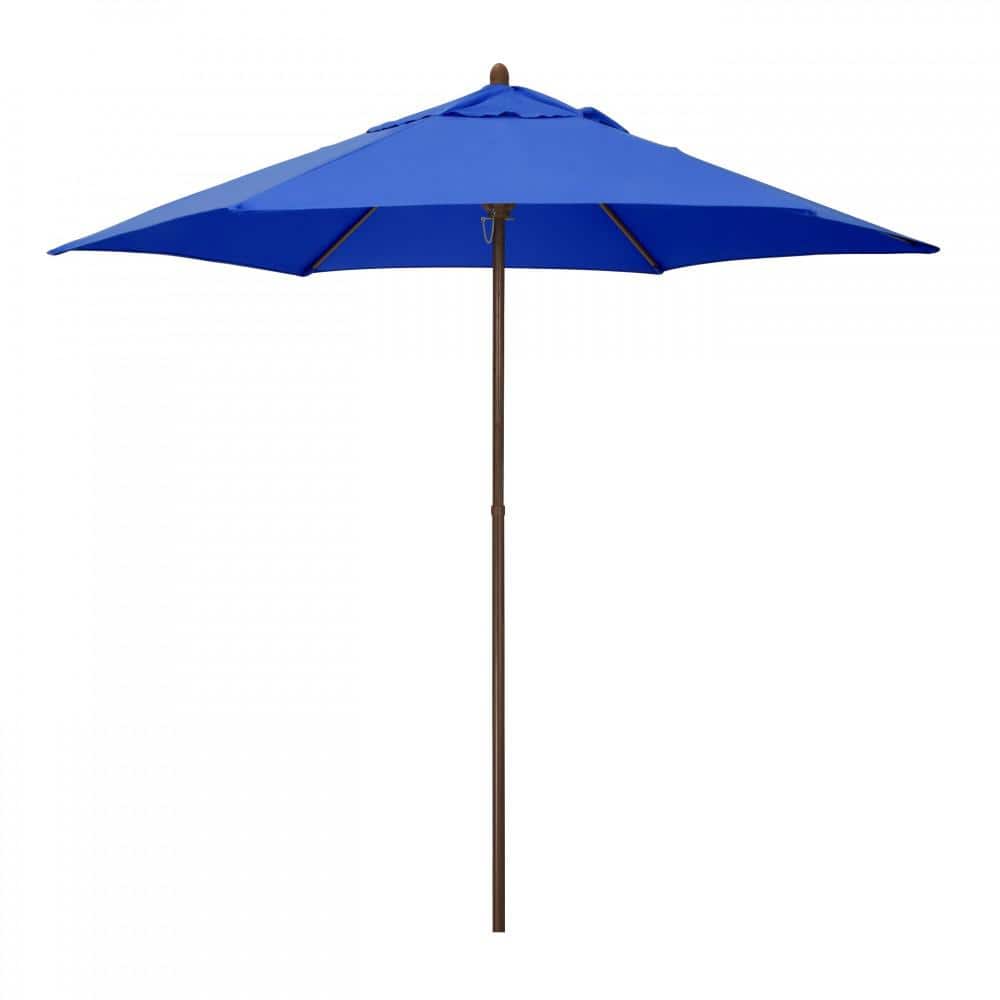 9 ft. Wood-Grain Steel Push Lift Market Patio Umbrella in Polyester Pacific Blue Fabric price history on PriceWatchPro