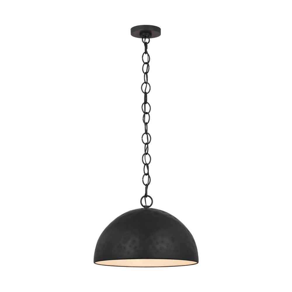 Aged Iron Dome Single Light Pendant with Chain